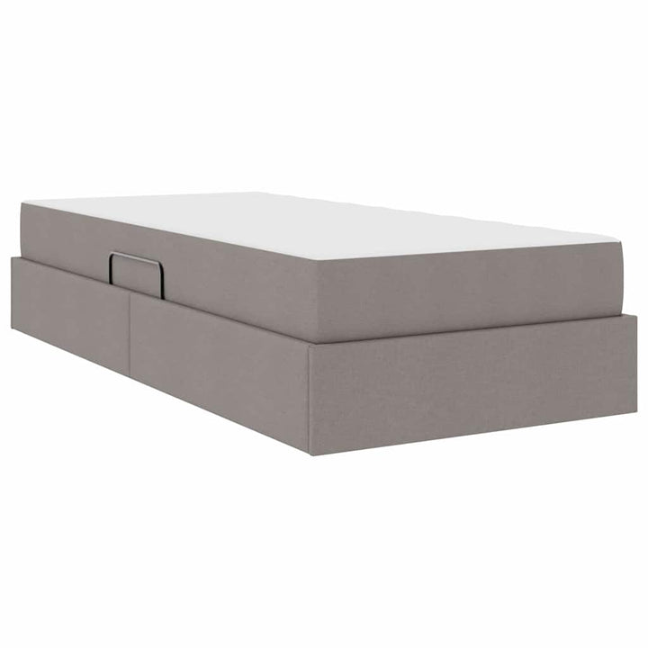 Seng med opbevaring og madras Gråbrun 90 x 190 cm Polyester