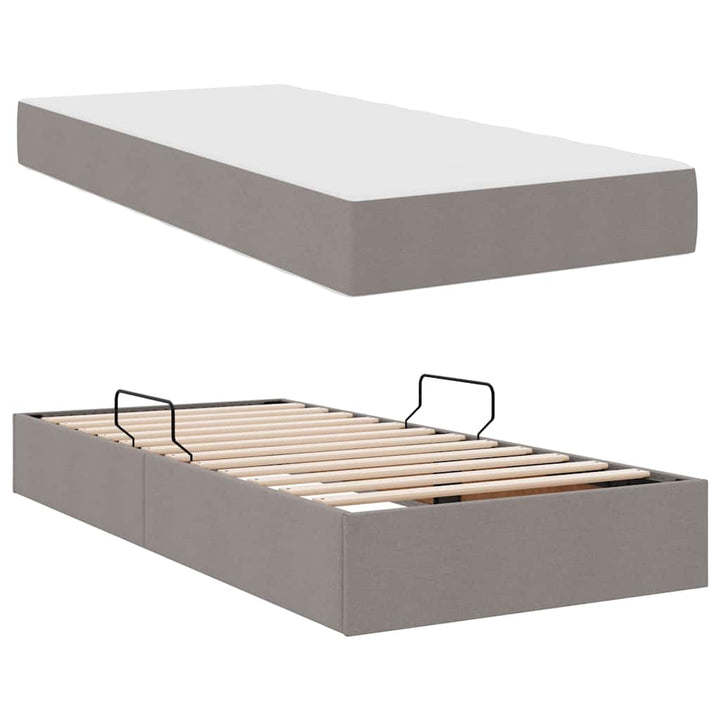 Seng med opbevaring og madras Gråbrun 90 x 190 cm Polyester