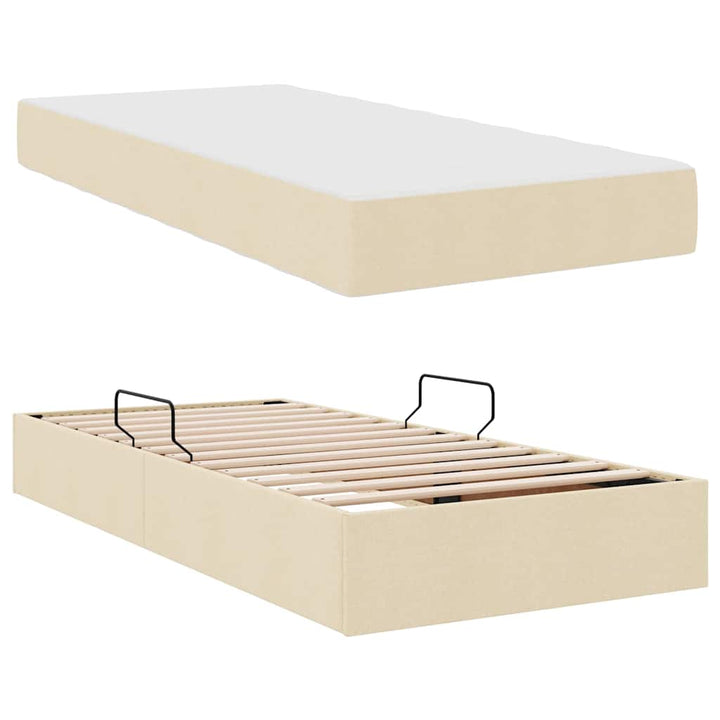 Seng med opbevaring og madras Creme 90 x 190 cm Polyester