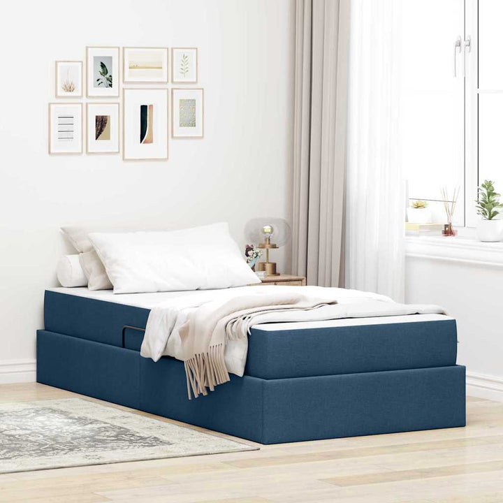 Seng med opbevaring og madras Blå 90 x 190 cm Polyester