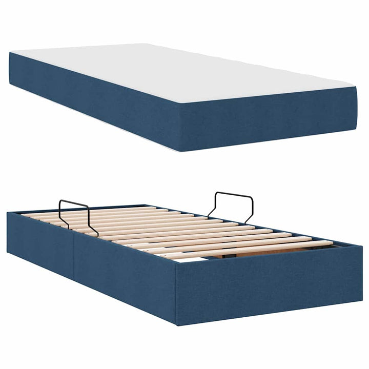 Seng med opbevaring og madras Blå 90 x 190 cm Polyester