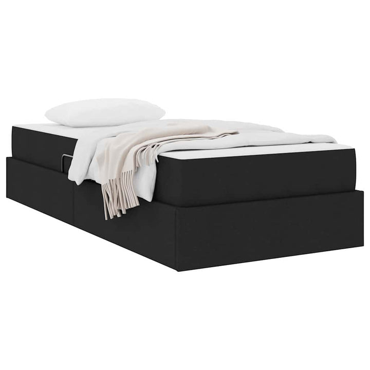 Seng med opbevaring og madras Sort 90 x 200 cm Polyester