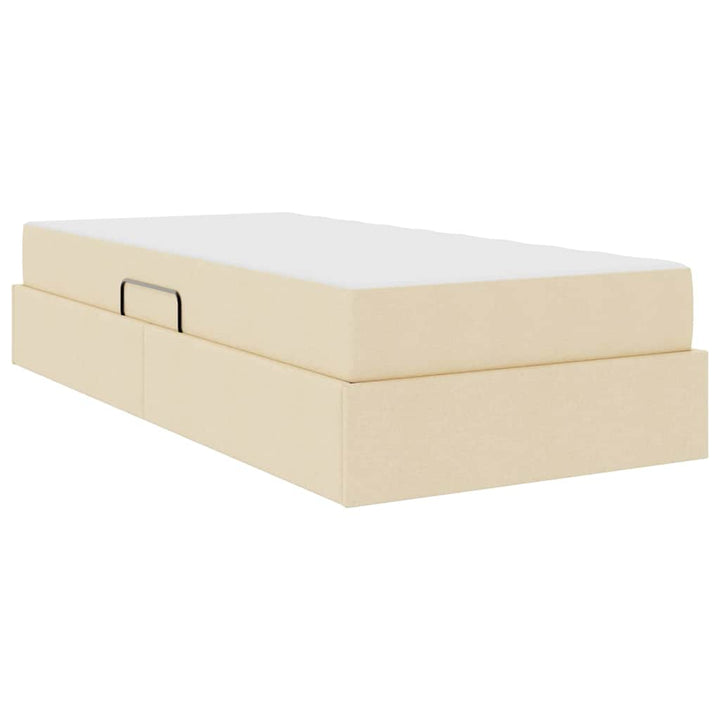 Seng med opbevaring og madras Creme 90 x 200 cm Polyester