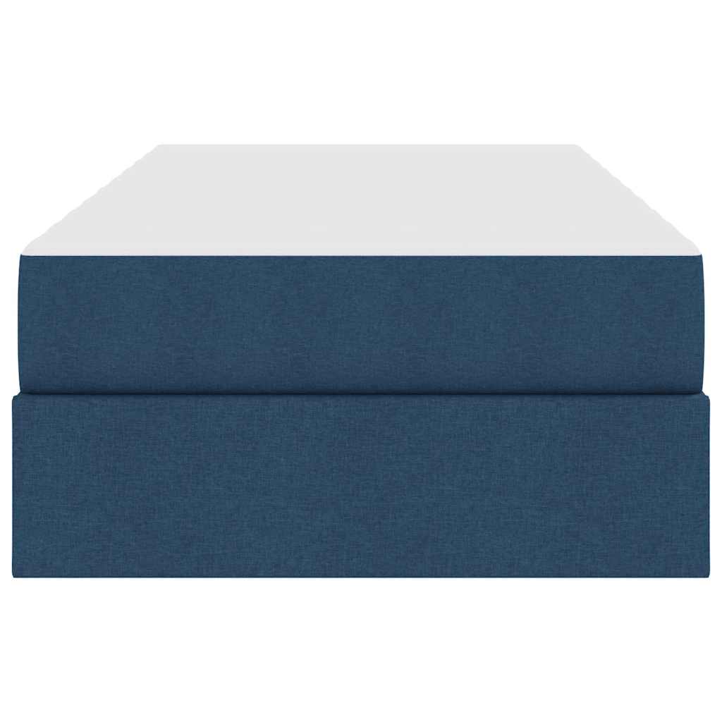 Seng med opbevaring og madras Blå 90 x 200 cm Polyester