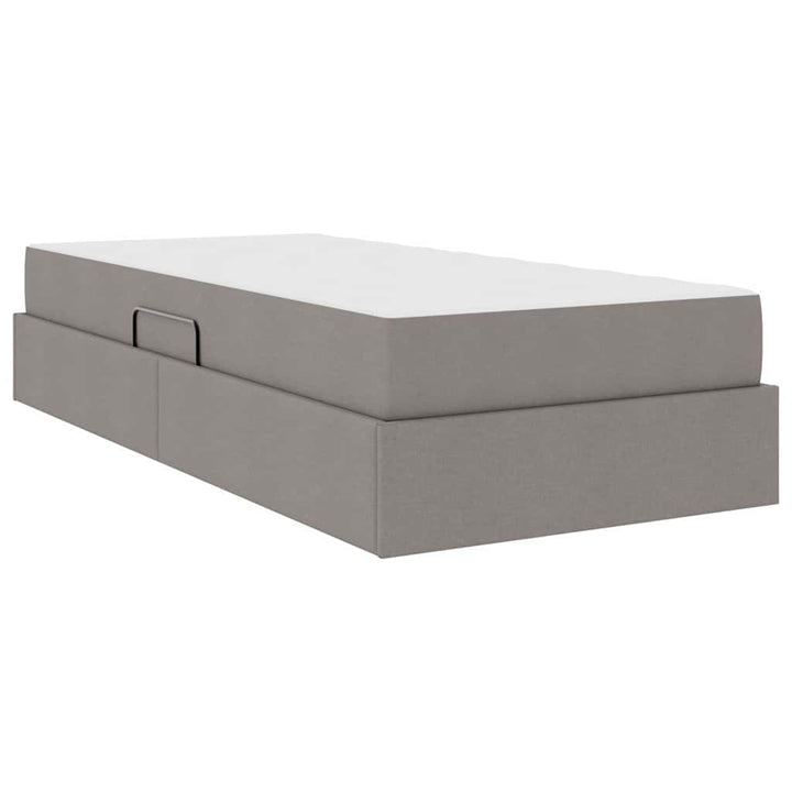 Seng med opbevaring og madras Gråbrun 100 x 200 cm Polyester