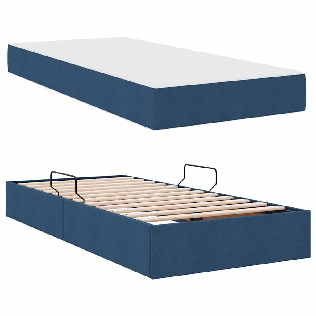 Seng med opbevaring og madras Blå 100 x 200 cm Polyester