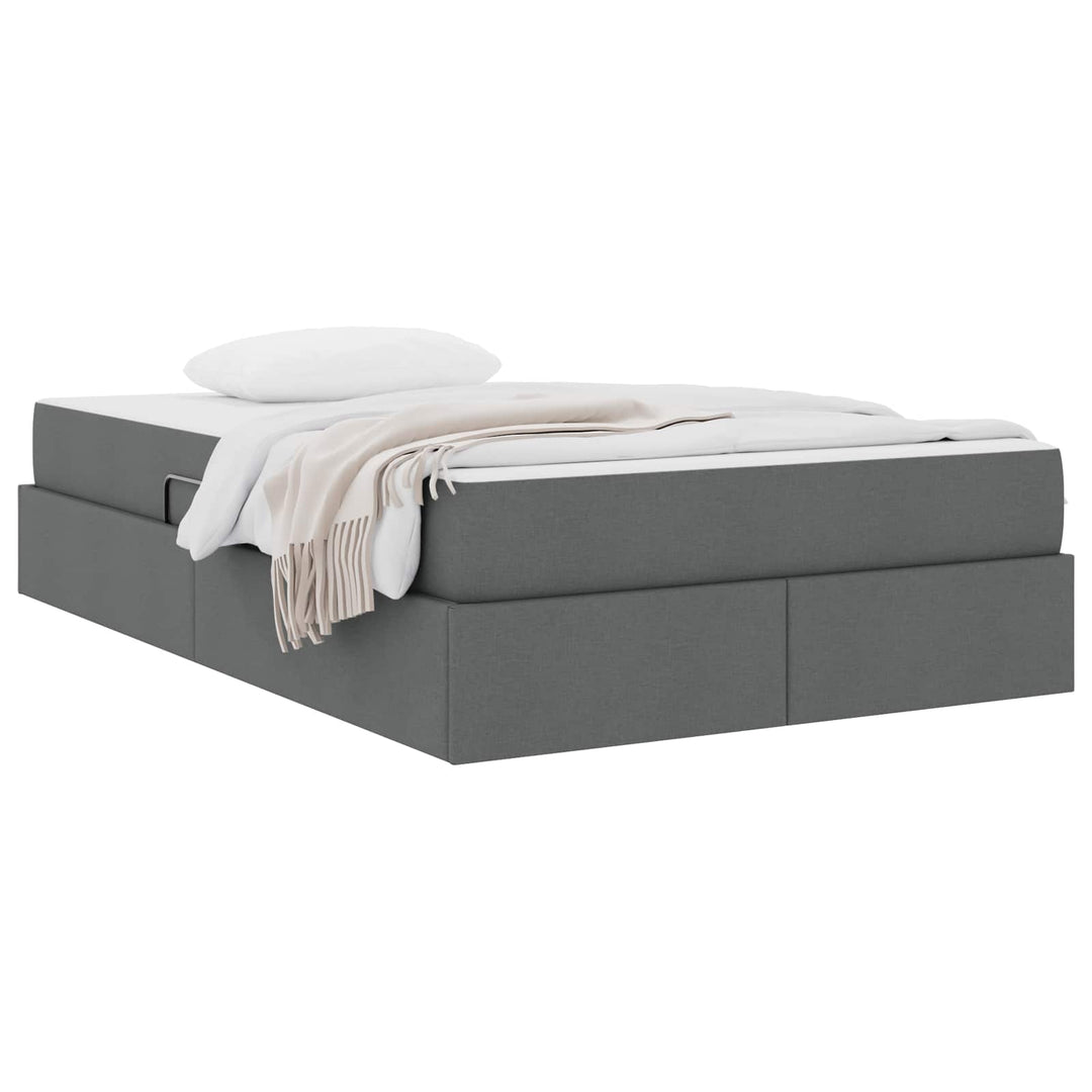 Seng med opbevaring og madras Mørkegrå 120 x 190 cm Polyester