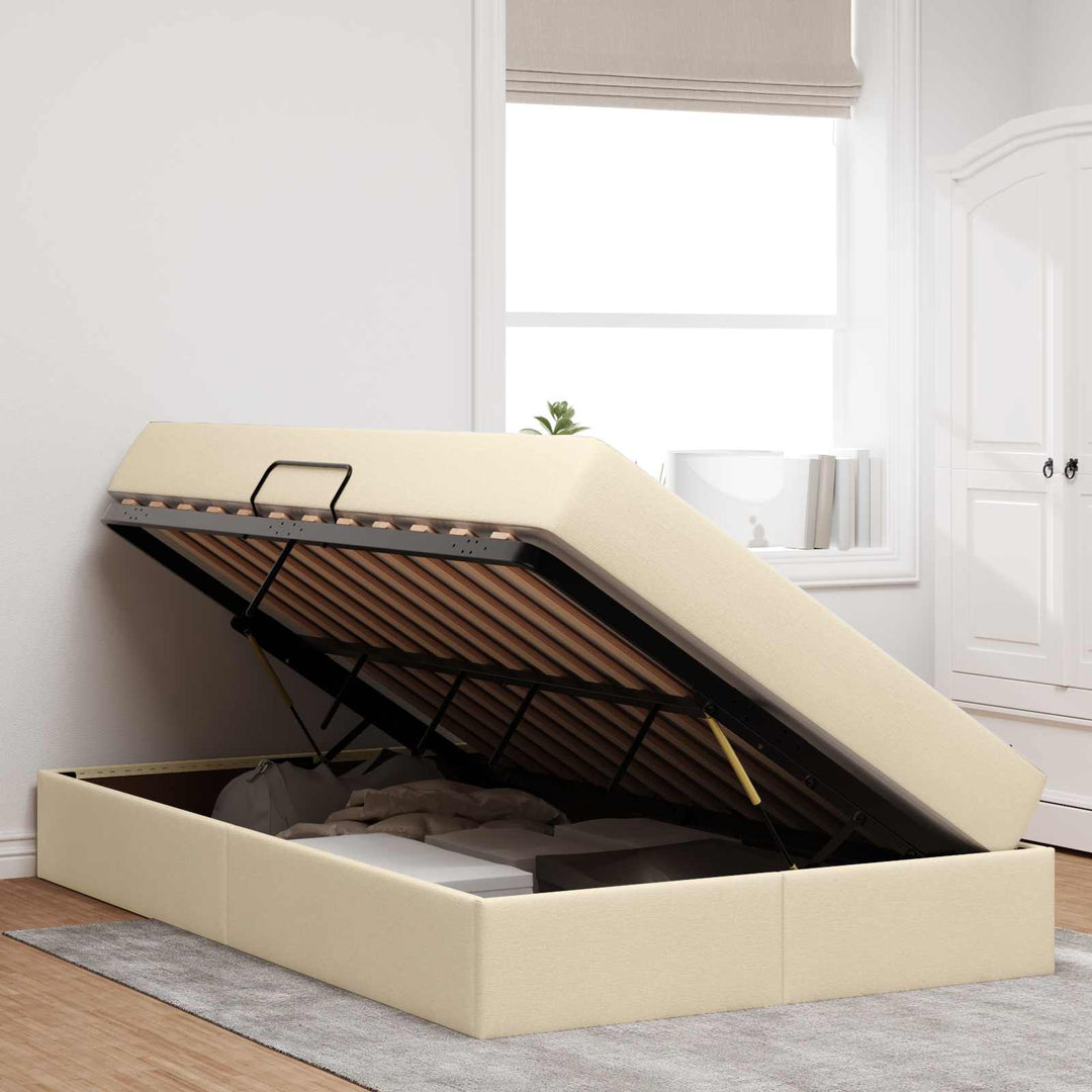 Seng med opbevaring og madras Creme 120 x 190 cm Polyester