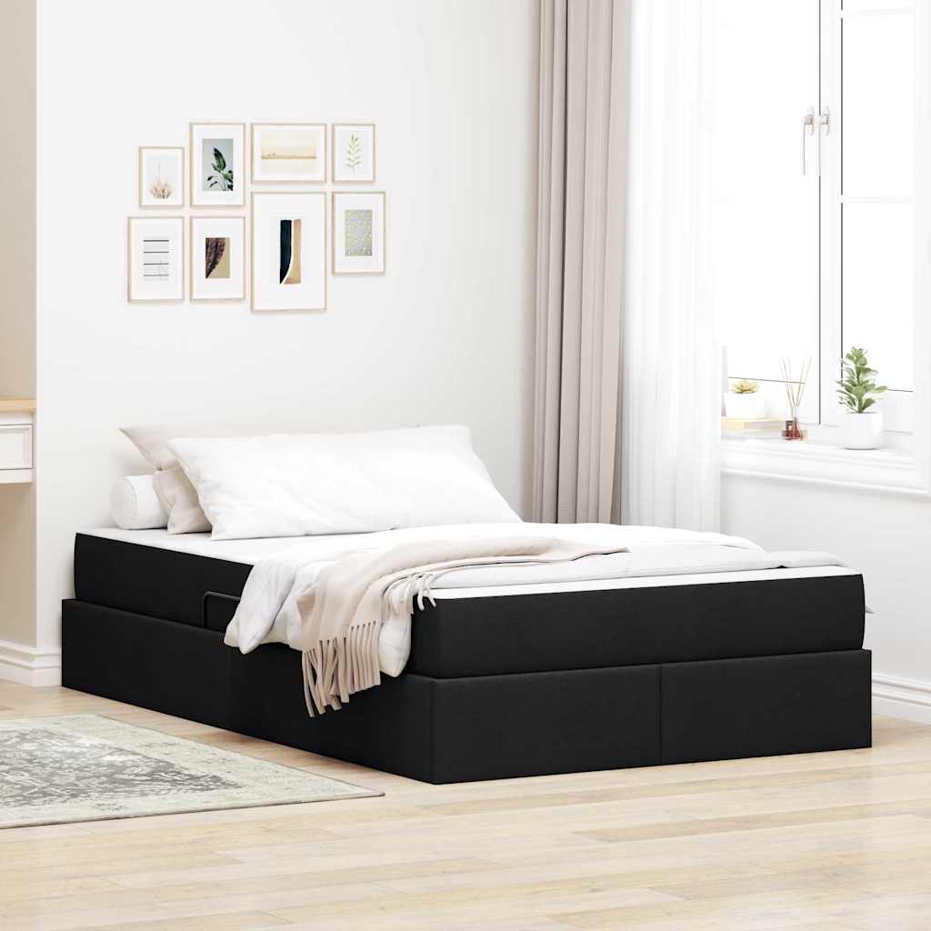 Seng med opbevaring og madras Sort 120 x 200 cm Polyester