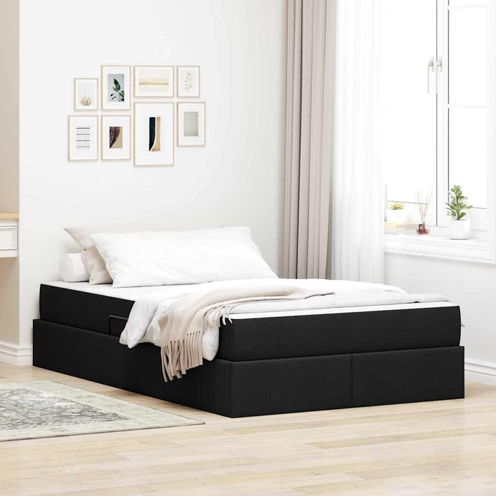 Seng med opbevaring og madras Sort 120 x 200 cm Polyester