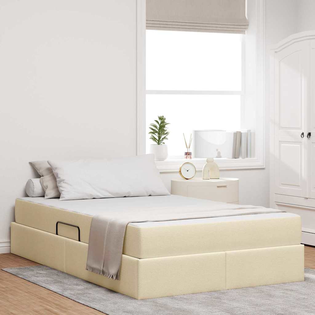 Seng med opbevaring og madras Creme 120 x 200 cm Polyester