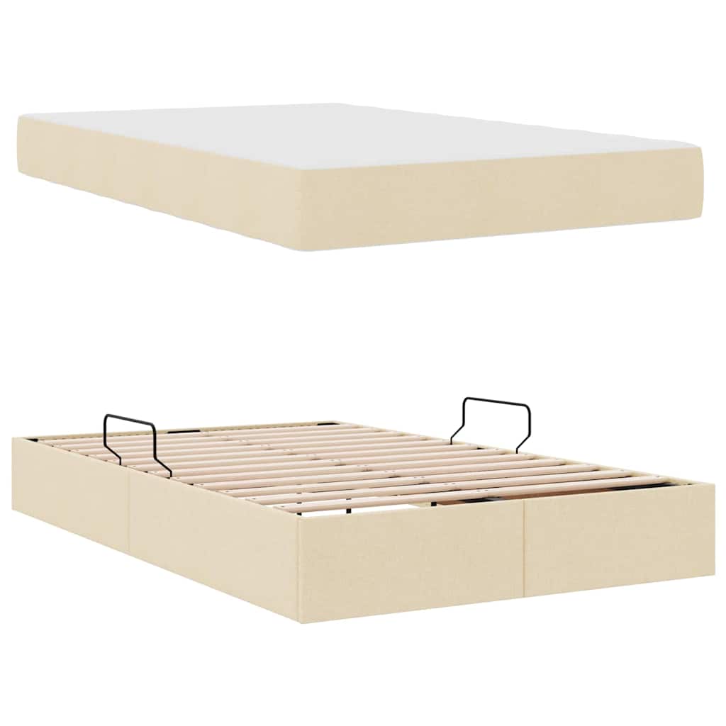 Seng med opbevaring og madras Creme 120 x 200 cm Polyester
