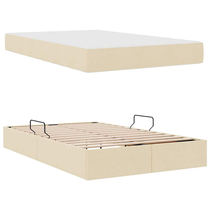 Seng med opbevaring og madras Creme 120 x 200 cm Polyester
