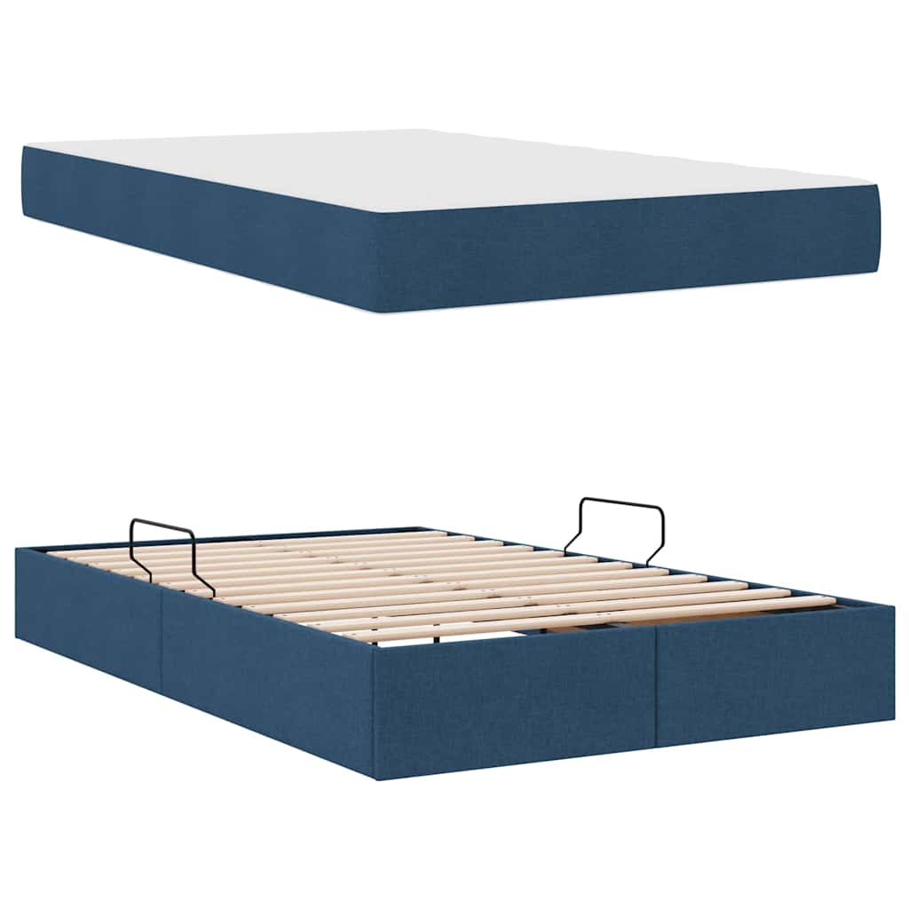Seng med opbevaring og madras Blå 120 x 200 cm Polyester