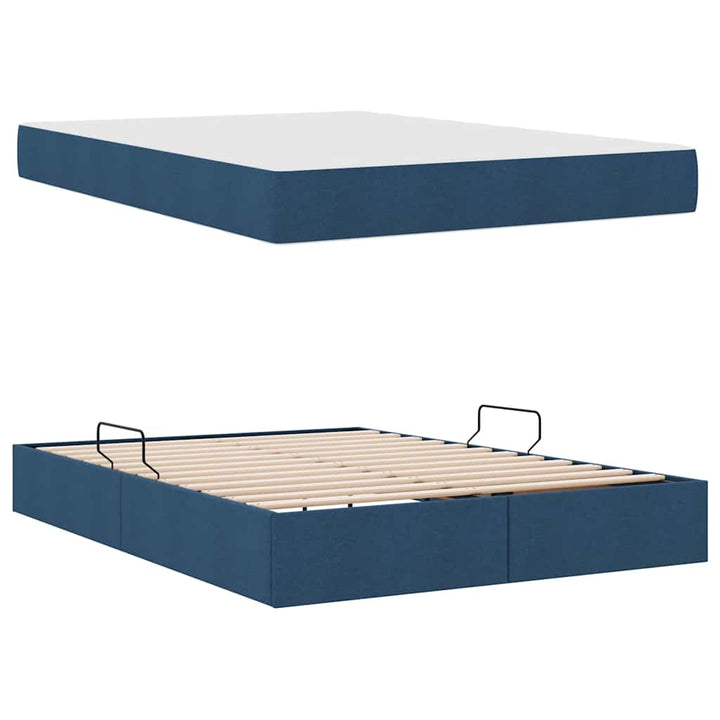 Seng med opbevaring og madras Blå 140 x 190 cm Polyester