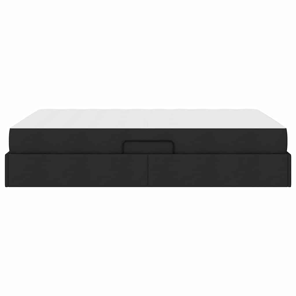 Seng med opbevaring og madras Sort 140 x 200 cm Polyester