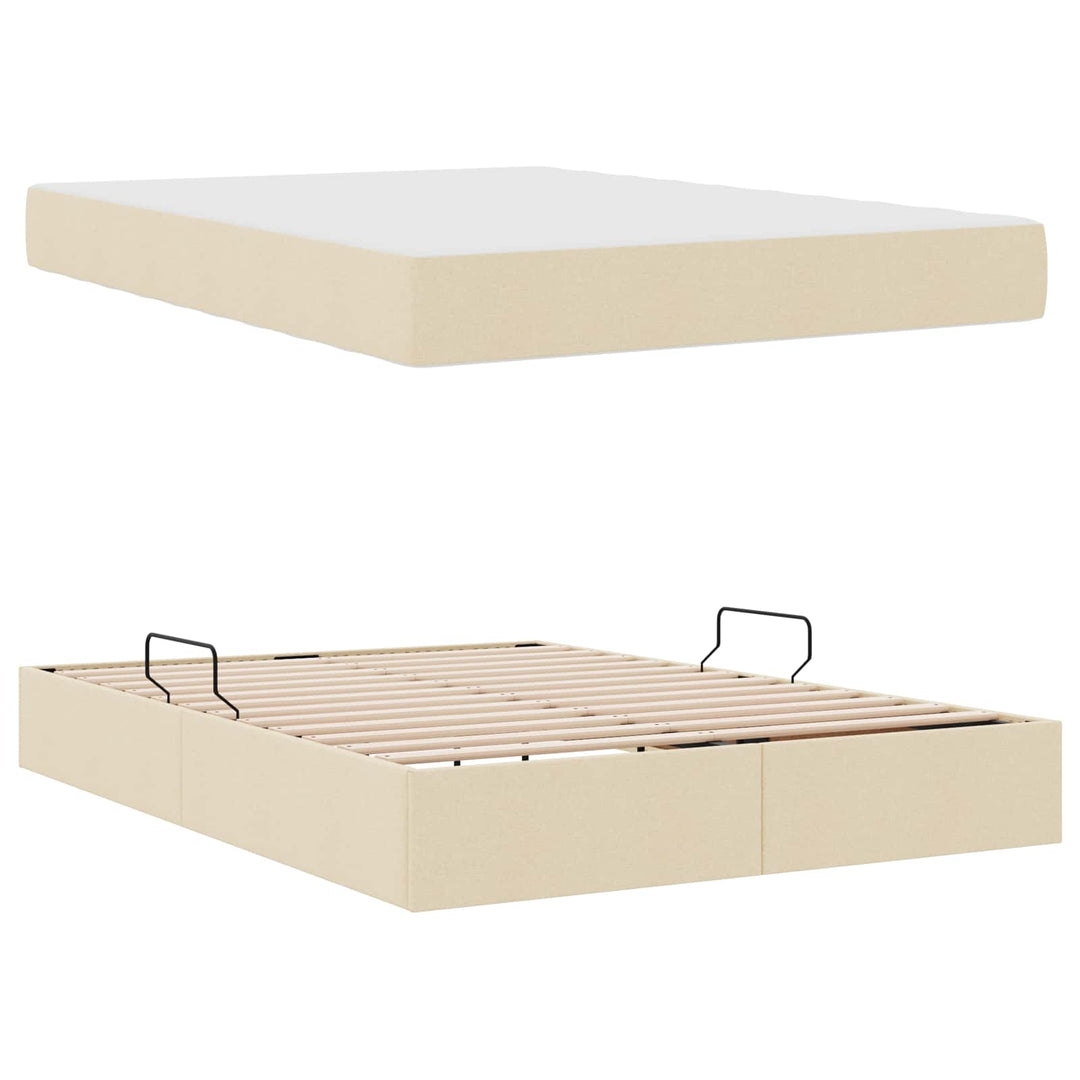 Seng med opbevaring og madras Creme 140 x 200 cm Polyester