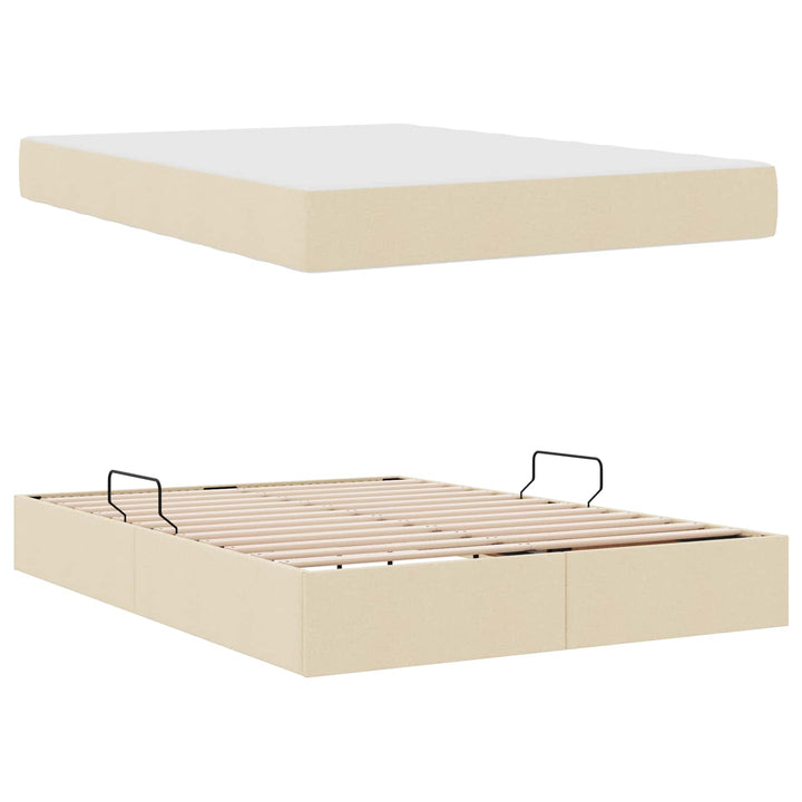 Seng med opbevaring og madras Creme 140 x 200 cm Polyester
