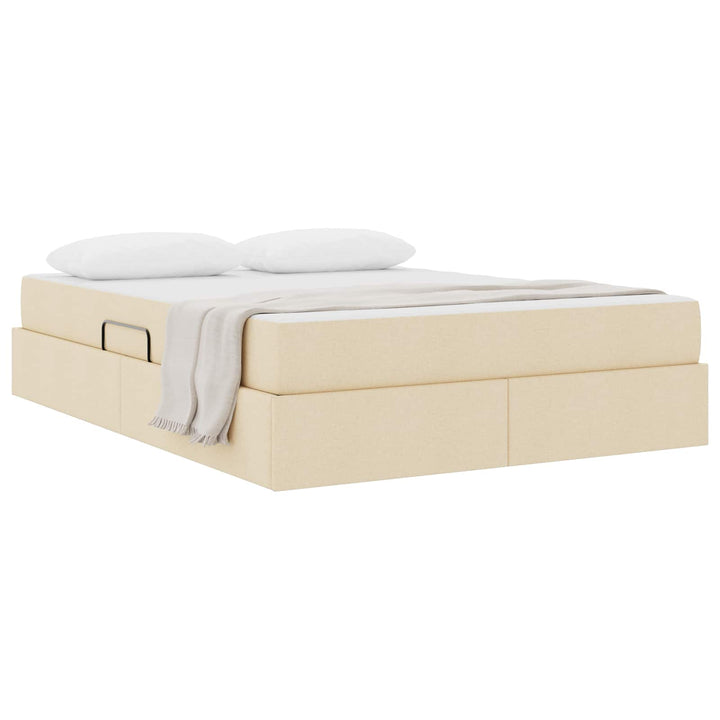 Seng med opbevaring og madras Creme 140 x 200 cm Polyester