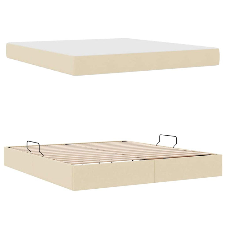 Seng med opbevaring og madras Creme 160 x 200 cm Polyester