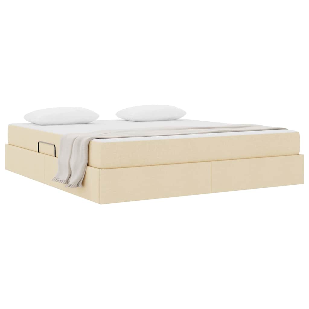 Seng med opbevaring og madras Creme 160 x 200 cm Polyester