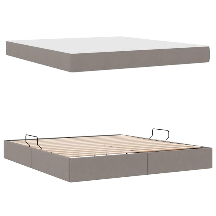 Seng med opbevaring og madras Gråbrun 180 x 200 cm Polyester