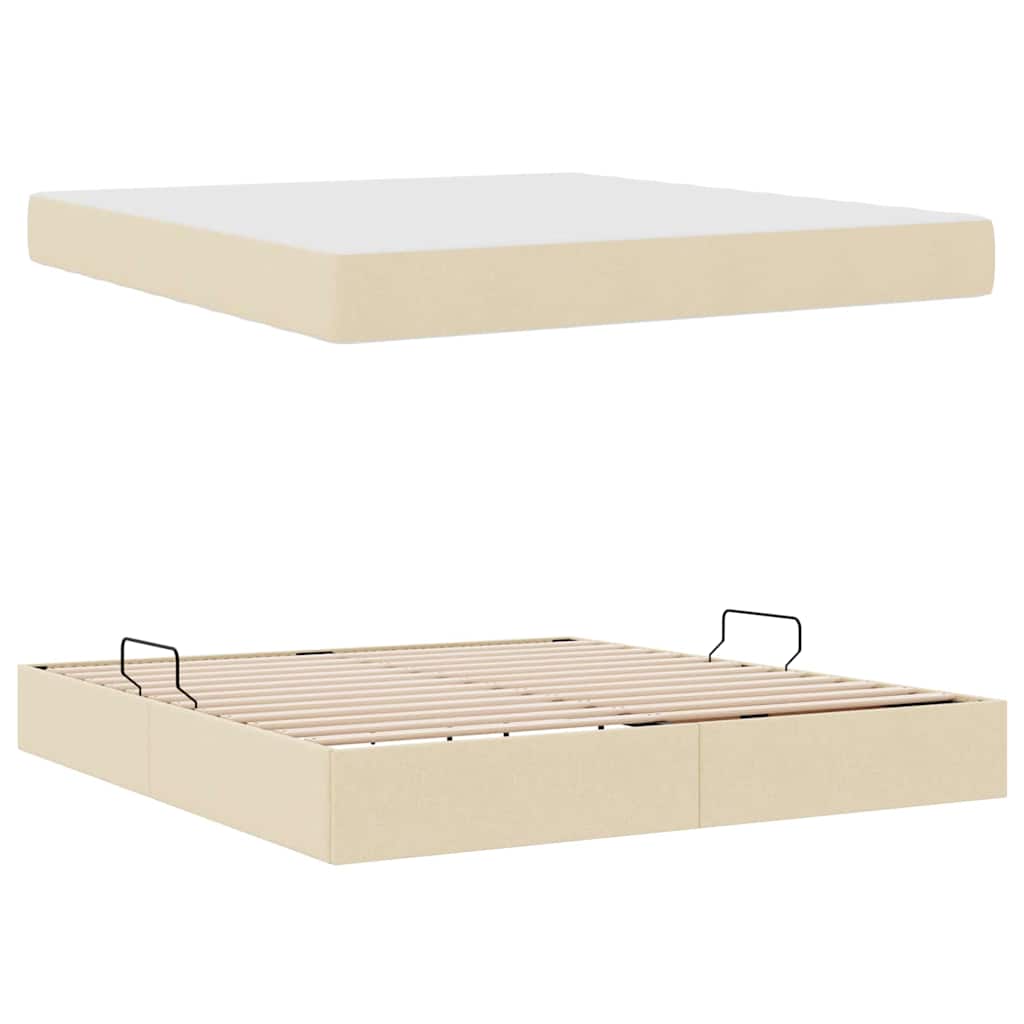 Seng med opbevaring og madras Creme 180 x 200 cm Polyester