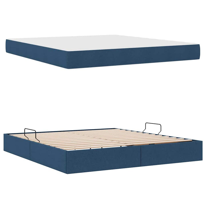 Seng med opbevaring og madras Blå 180 x 200 cm Polyester