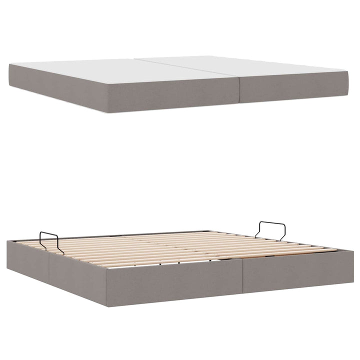 Seng med opbevaring og madras Gråbrun 200 x 200 cm Polyester