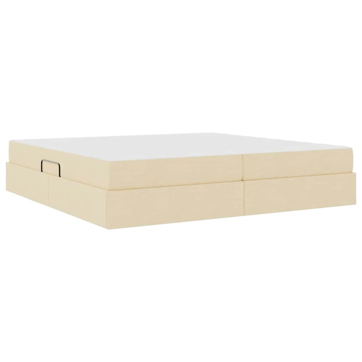 Seng med opbevaring og madras Creme 200 x 200 cm Polyester