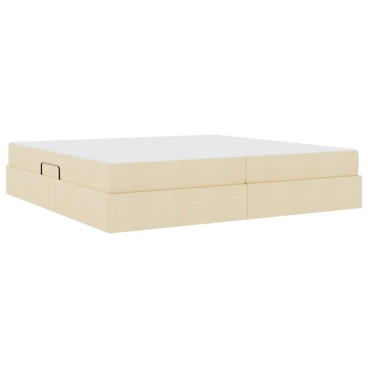 Seng med opbevaring og madras Creme 200 x 200 cm Polyester