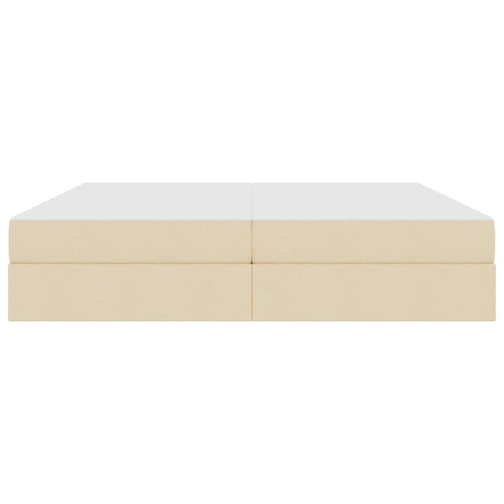 Seng med opbevaring og madras Creme 200 x 200 cm Polyester