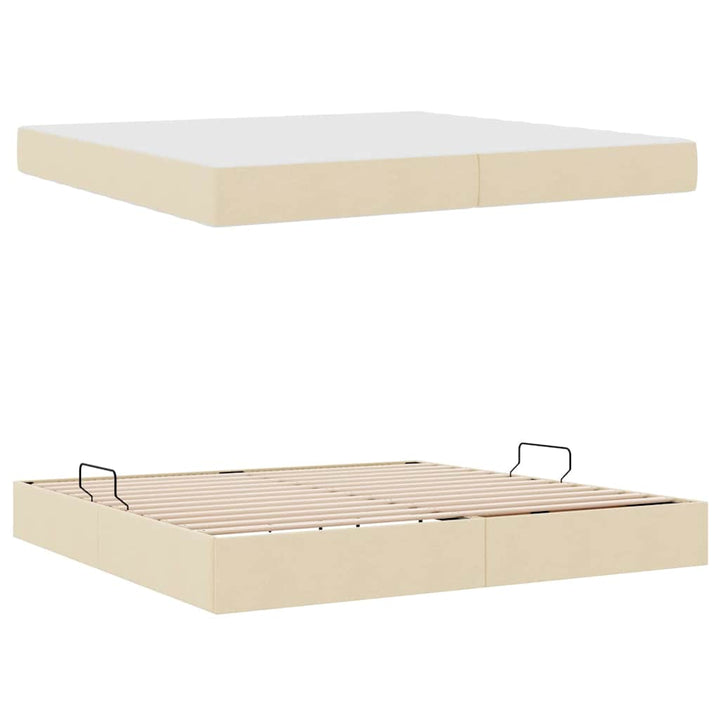 Seng med opbevaring og madras Creme 200 x 200 cm Polyester