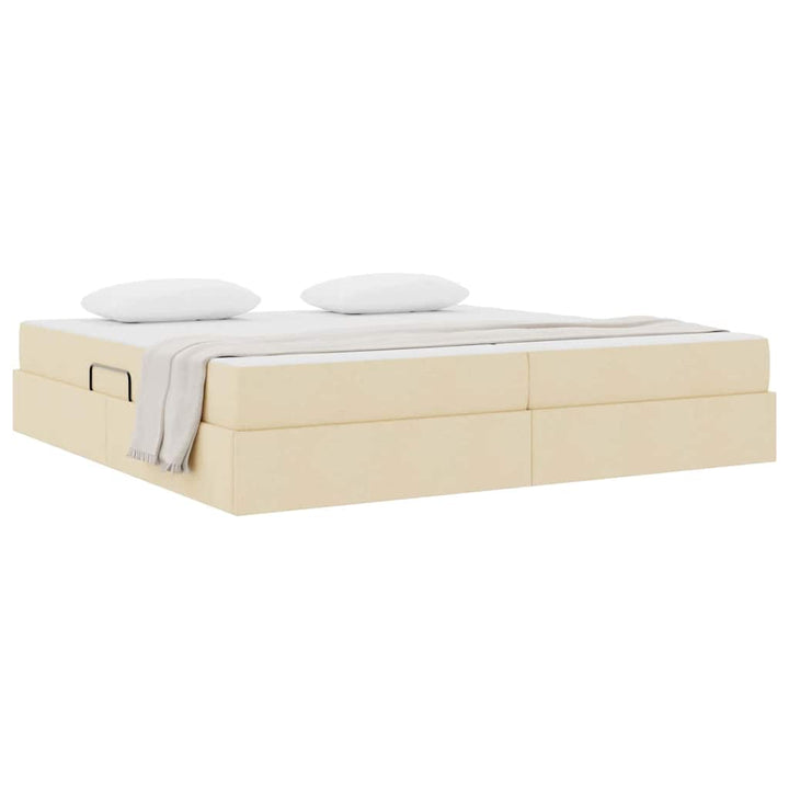 Seng med opbevaring og madras Creme 200 x 200 cm Polyester