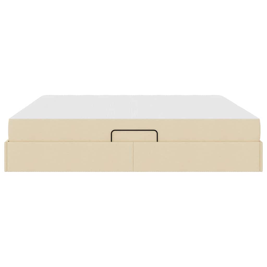 Seng med opbevaring og madras Creme 200 x 200 cm Polyester