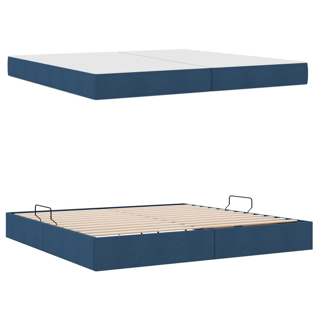 Seng med opbevaring og madras Blå 200 x 200 cm Polyester