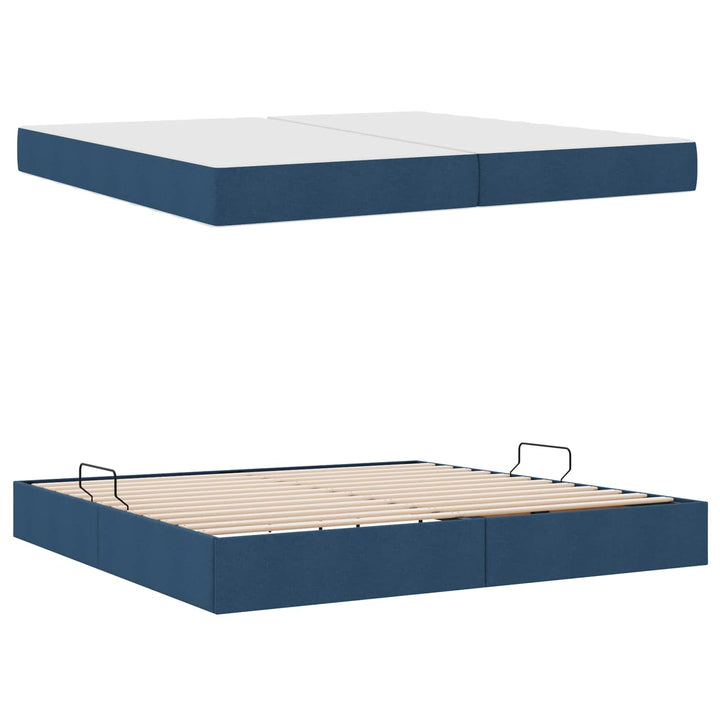 Seng med opbevaring og madras Blå 200 x 200 cm Polyester
