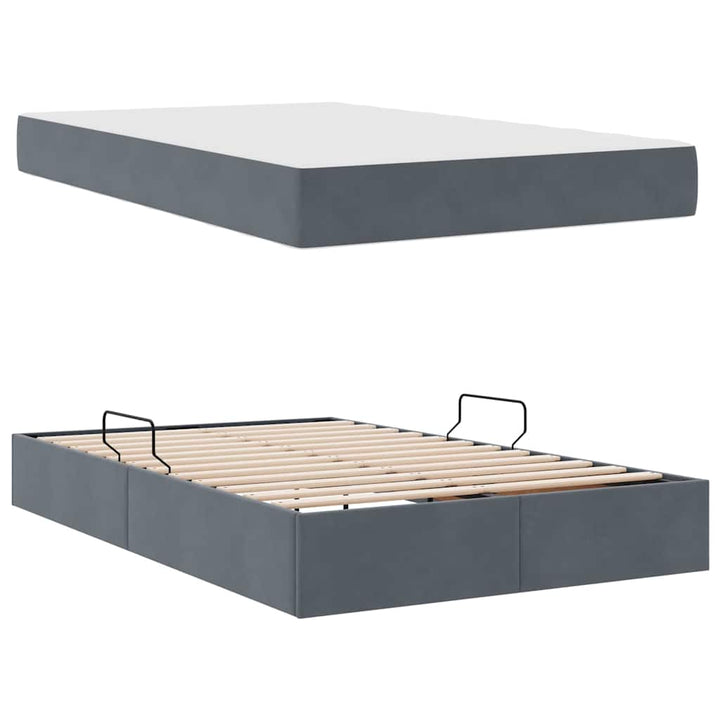Seng med opbevaring og madras Mørkegrå 120 x 200 cm Fløjl