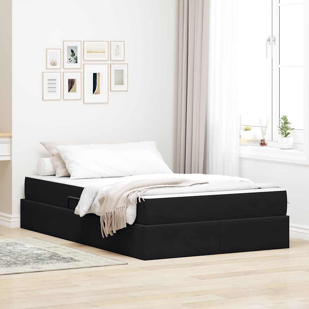 Seng med opbevaring og madras Sort 120 x 200 cm Fløjl