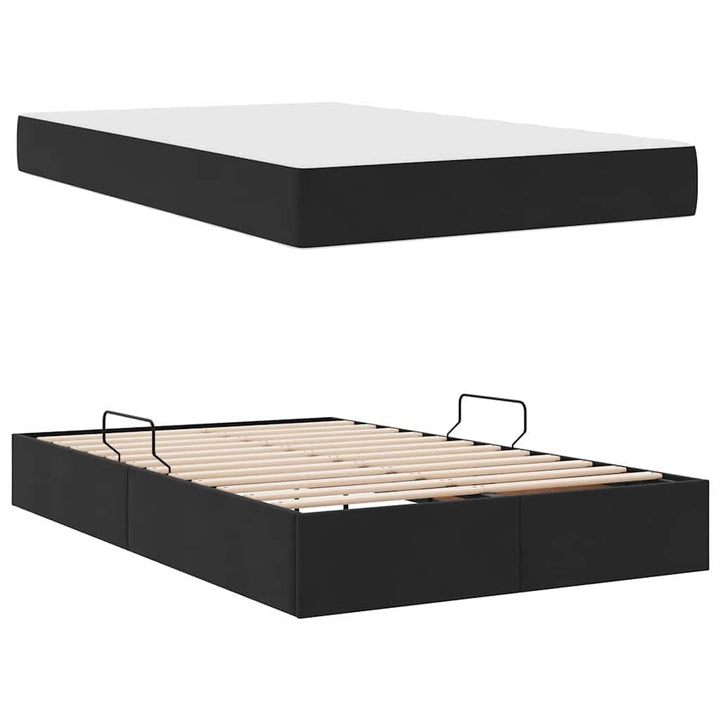 Seng med opbevaring og madras Sort 120 x 200 cm Fløjl
