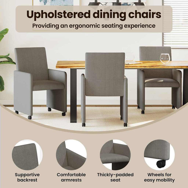 Spisebordsstole med hjul med hjul 2 pcs Lysegrå 57 x 66 x 94 cm