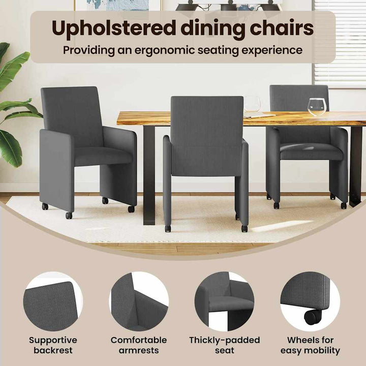 Spisebordsstole med hjul 2 pcs Mørkegrå 57 x 66 x 94 cm