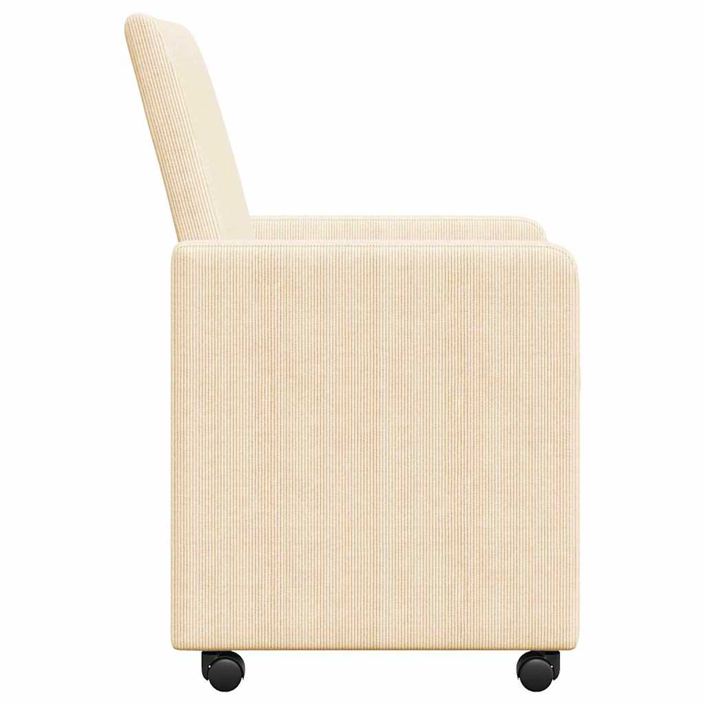 Spisebordsstole med hjul med hjul 2 pcs Creme 57 x 66 x 94 cm