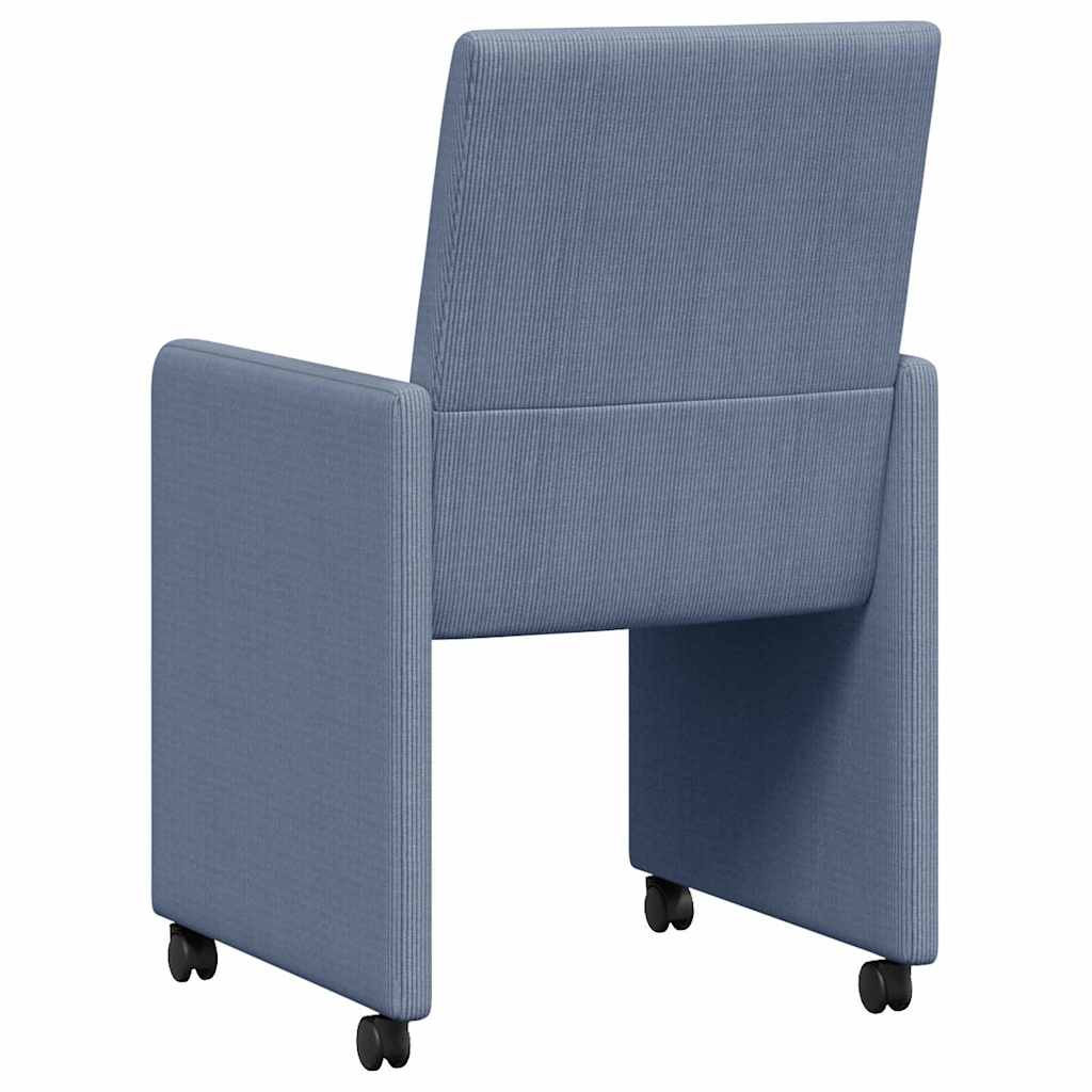 Spisebordsstole med hjul med hjul 2 pcs Blå 57 x 66 x 94 cm