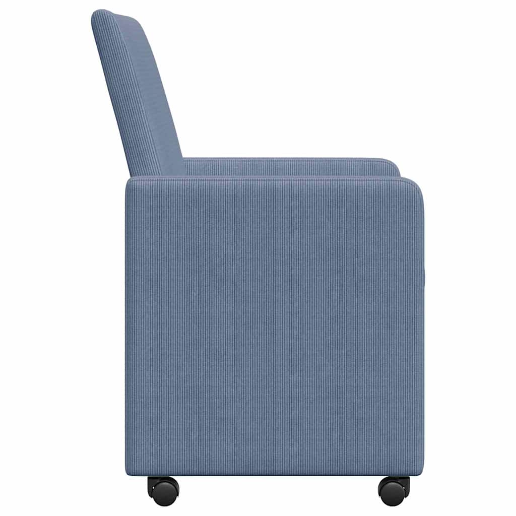 Spisebordsstole med hjul med hjul 2 pcs Blå 57 x 66 x 94 cm