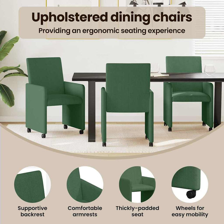 Spisebordsstole med hjul 2 pcs Grå grøn 57 x 66 x 94 cm