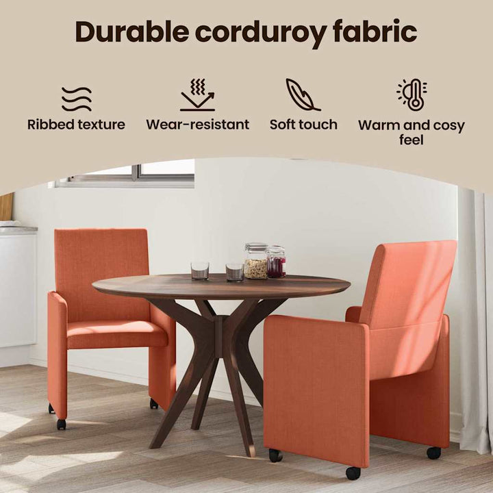 Spisebordsstole med hjul 2 pcs Rød orange 57 x 66 x 94 cm