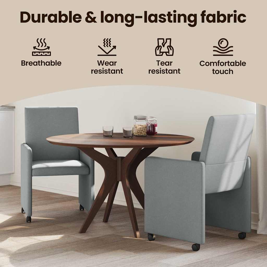 Spisebordsstole med hjul 2 pcs Lysegrå 57 x 66 x 94 cm Stof