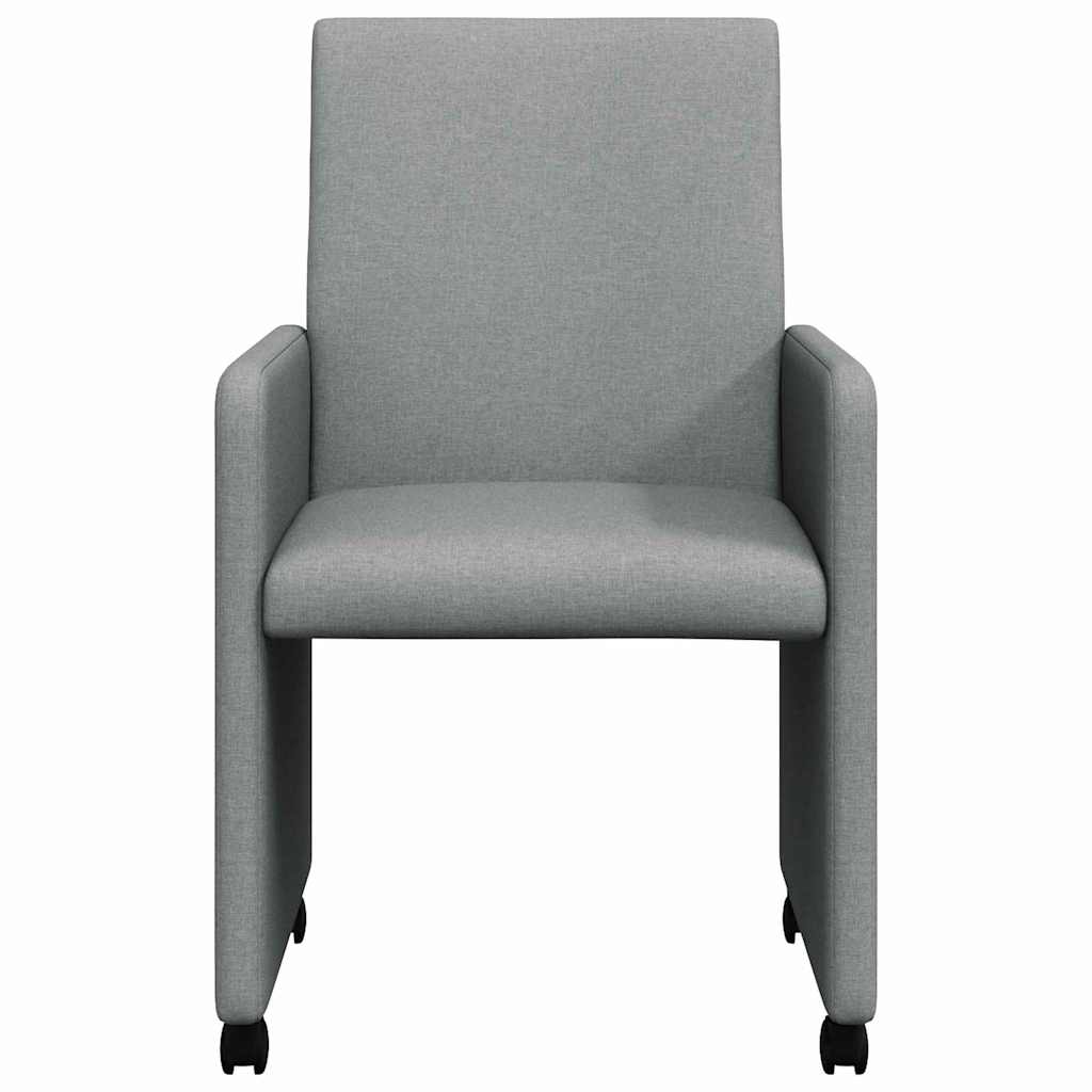 Spisebordsstole med hjul 2 pcs Lysegrå 57 x 66 x 94 cm Stof