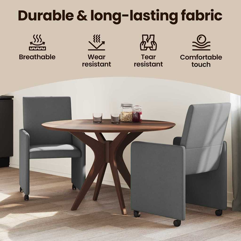 Spisebordsstole med hjul 2 pcs Mørkegrå 57 x 66 x 94 cm Stof